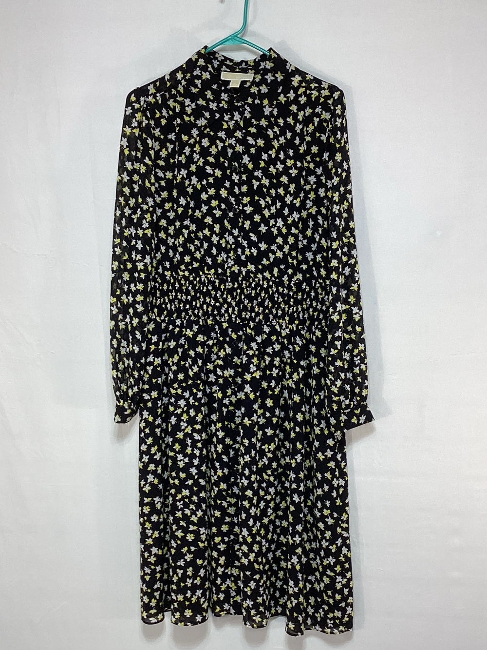 MICHAEL Michael Kors Large Black Dress with Yellow and White Floral Print
